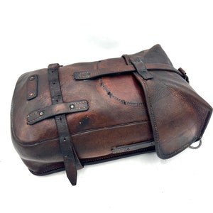 Bolsa de alforja vertical de cuero del ejército suizo, de principios de la década de 1920, bolsa de alforja de cuero marrón, mochila militar suiza para montar a caballo, mochila bushcraft