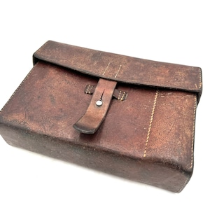 SWISS ARMY 1950 Medic Bag of Brown Leather for a Paramedic or Doctor Swiss Military Bag for Artists Supplies for a Writer Cold War Era Bag