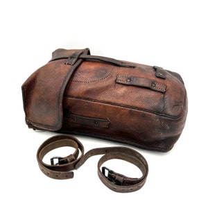 Single Swiss Army Leather Vertical Packsaddle Bag early 1920s Swiss Military Brown Leather Bushcraft Bag Horse Motorcycle Pack Saddle Bag