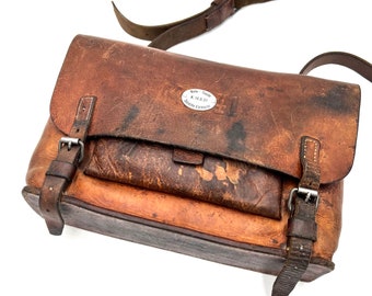 SWISS ARMY 1943 WW2 MP43 Gunsmith Bag , Brown Leather Shouler Messenger Bag Historic