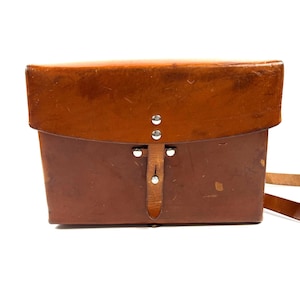 SWISS ARMY 1979 Brown Leather Map Bag  Great Condition Swiss Military Messenger Bag Shoulder Bag Leather Satchel Men Women Cold War