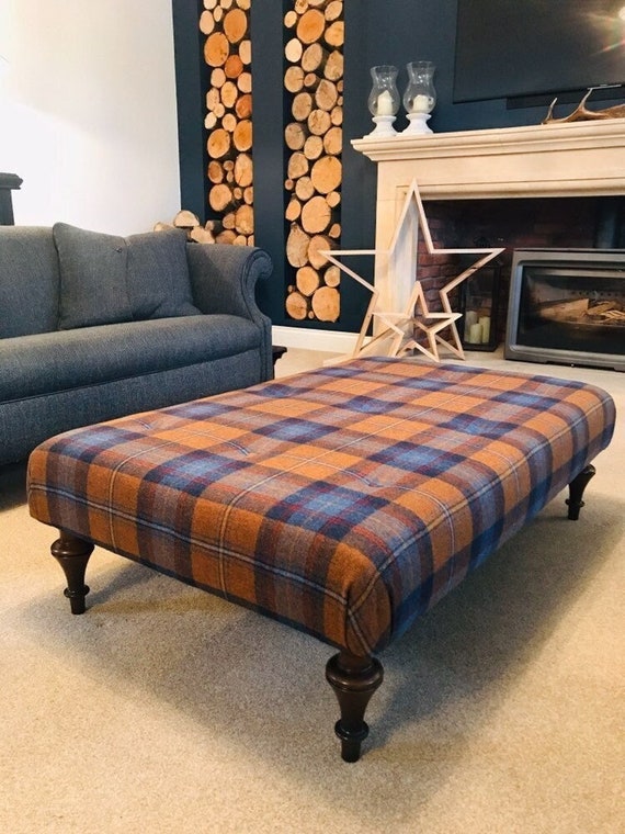 Plaid ottoman coffee table deals