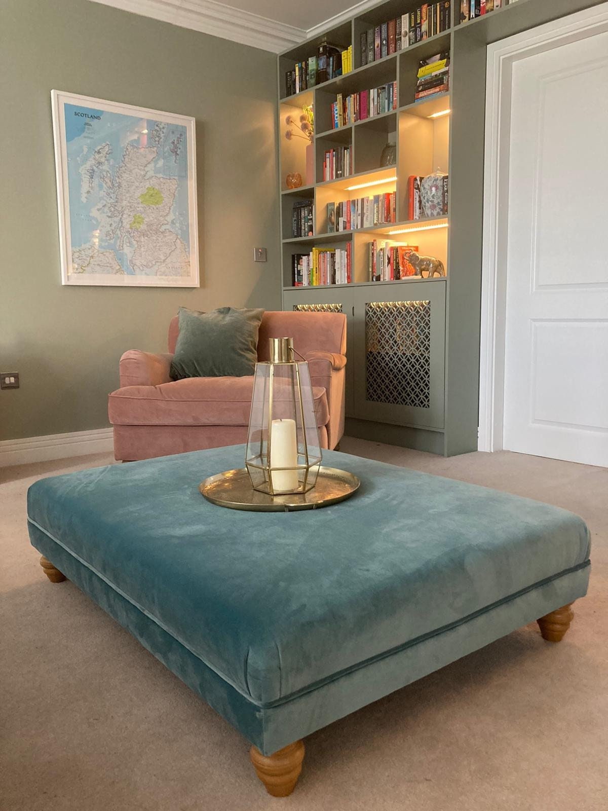 Square Ottoman Coffee Table Upholstered Smooth Top. Made to