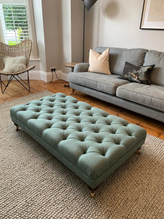 Large cheap buttoned footstool