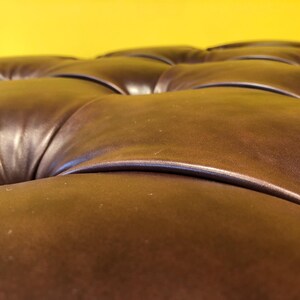 Leather Footstool / Buttoned Ottoman Made to Measure Upholstered with Wooden Legs image 5