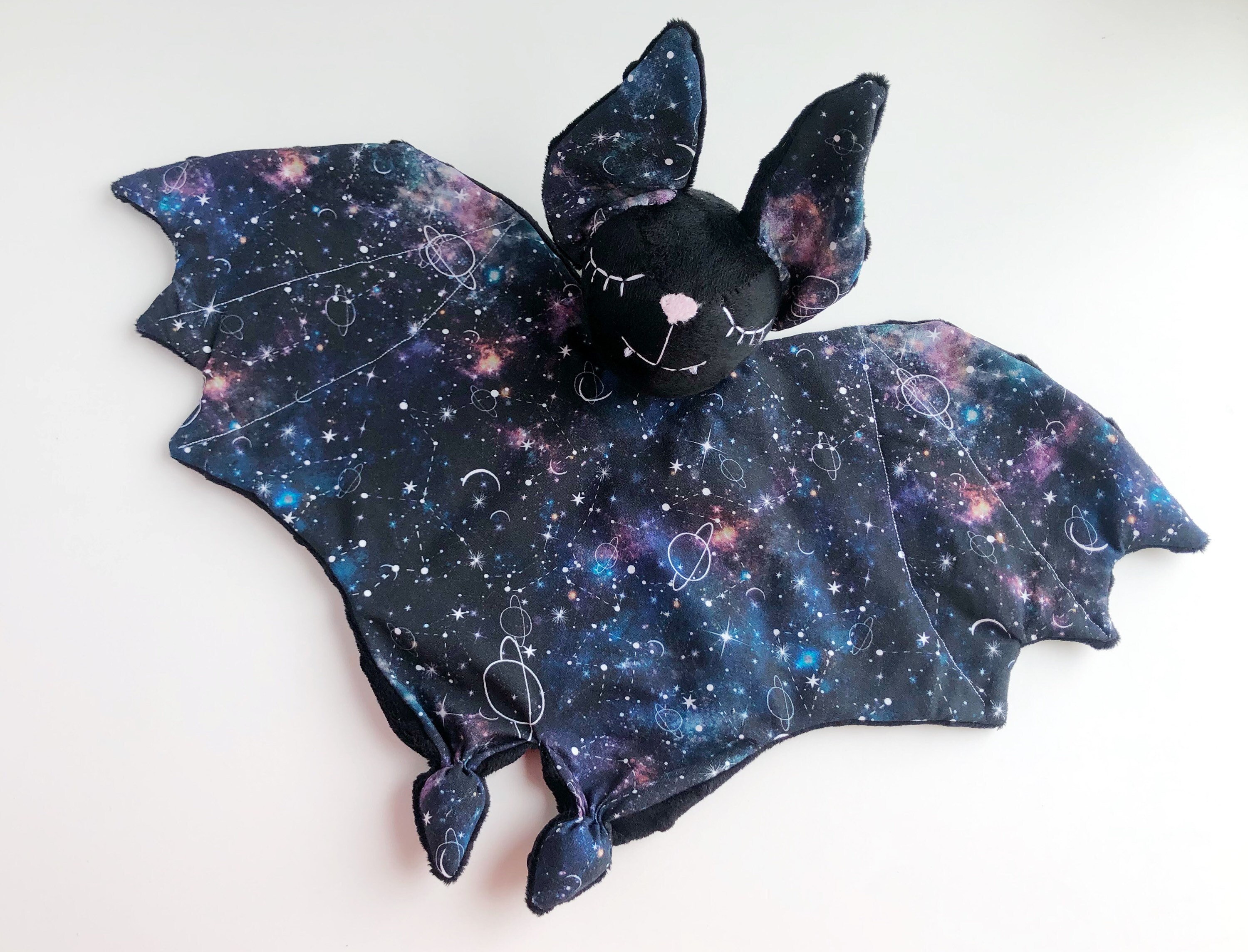 Bat lovey blanket black galaxy bat plush baby lovey Etsy