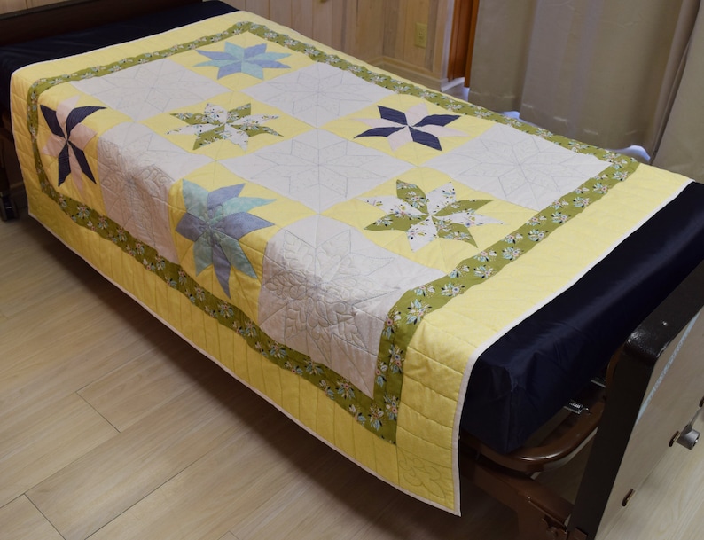 Handmade Contemporary Stars Twin Size Quilt made by a Carmelite Nun