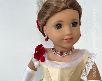 Conjunto de joyas para muñeca de 18" hecho a mano - rubí