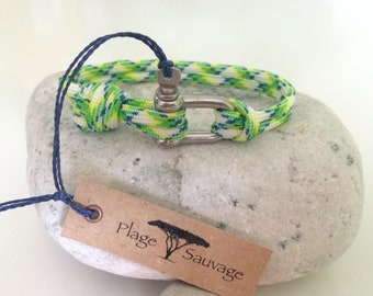 MIXED bracelet PLAGE SAUVAGE Paracord Flux 3.5 mm and Manila straight single stainless steel 4 mm