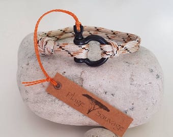 Bracelet Mixte Ajustable PLAGE SAUVAGE® Paracord Camo-Sable 4 mm - Manille Lyre Inox Bruni 4 mm