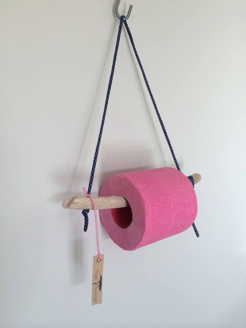 Wooden toilet paper dispenser Driftwood Beach Sauvage Cala Rossa blue-pink image 3