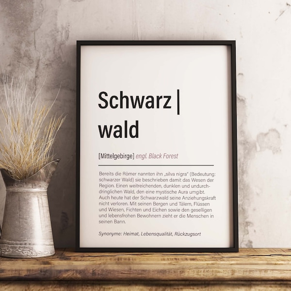 Schwarzwald Definition Schwarzwald Bild FINE ART PRINT Schwarzwalddefinition Poster Schwarzwaldliebe Kunstdruck Schwarzwaldbild