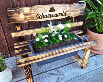 Black Forest bench, Black Forest bench, wooden flower bench, Black Forest gift, Bollenhut hat, Black Forest, Black Forest lettering