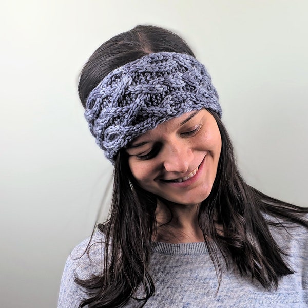 Chunky Knit Headband, braided headband, merino wool ear warmer, wide headband, women's hand knit headband, Knit Accessories, Knit Head Wrap