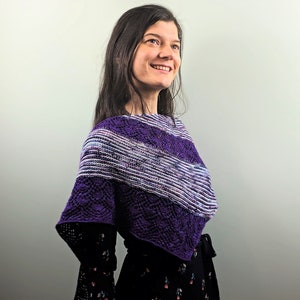 Knit purple shawl, hand knitted wrap, soft merino shawl, prom shawl, triangle shawl, merino wool scarf, luxurious soft wrap