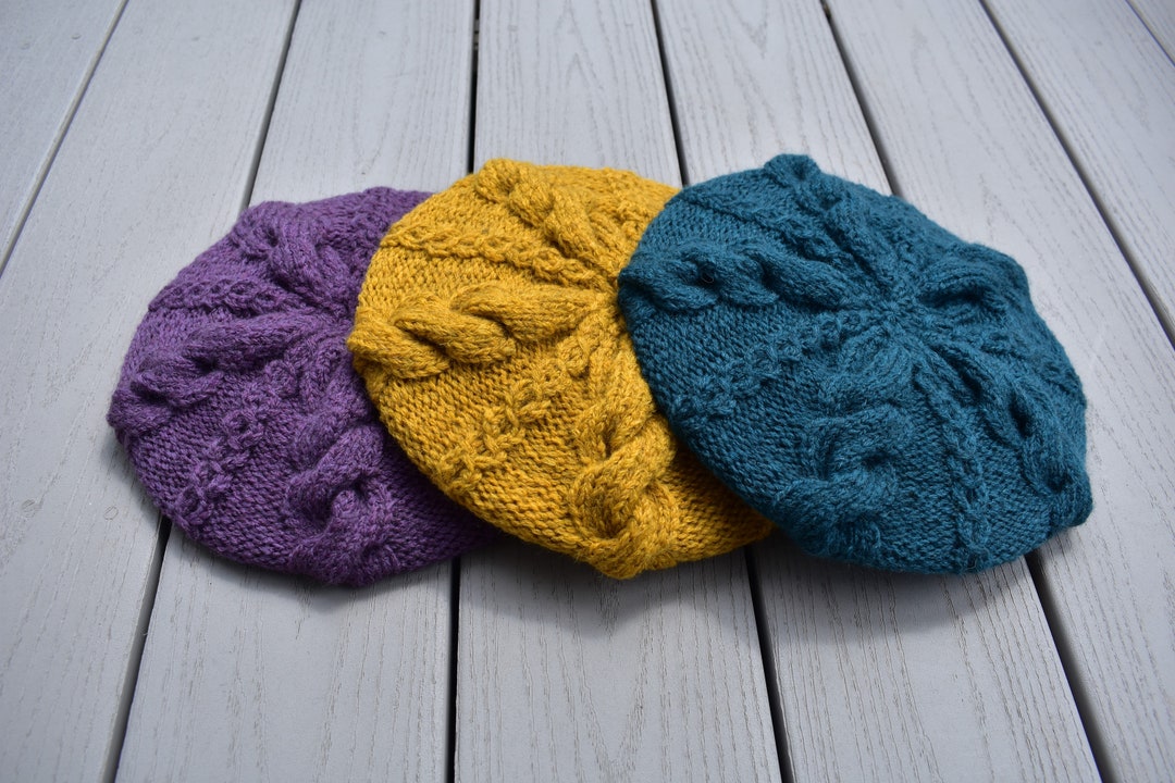 Hand Knit Beret Beret Hats for Women Knit Winter Hat Merino Wool