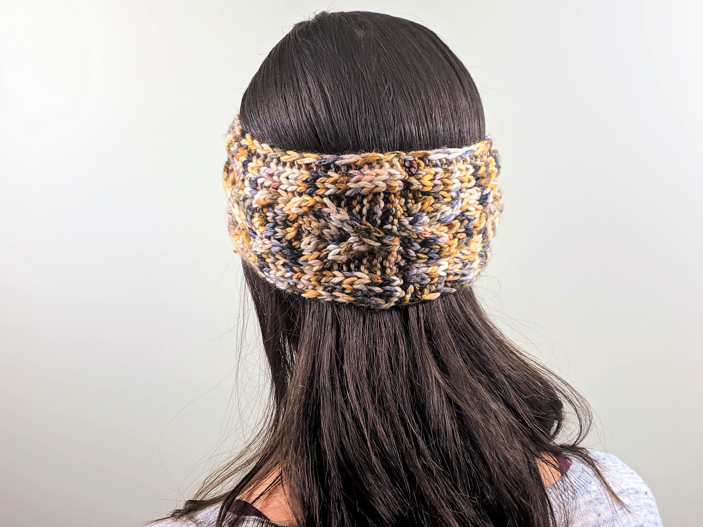 Bandeau Chauffe-oreille En Laine Mérinos – Multicolore, Fait Main, Femme, Neuf