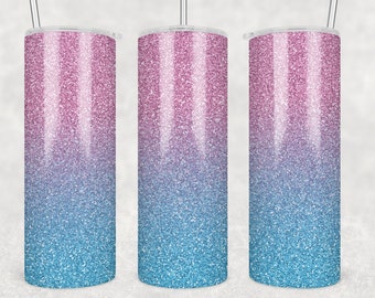 20 oz Pink and Blue Ombre Sublimation PNG, Pink Glitter sublimation tumbler, Blue Glitter Sublimation Png, Ombre Sublimation png
