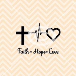 Faith hope love svg, cross ekg line heart svg, cross svg, cross heart svg, nurse svg, Christian svg, faith svg, nurse heart svg,nurse heart