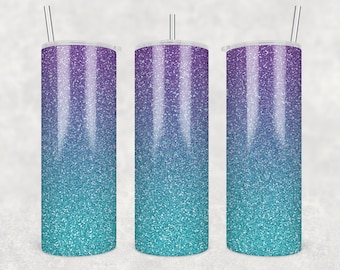 Purple and Teal Glitter Tumbler Png, 20oz Skinny Tumbler Glitter png, Glitter Tumbler png, Ombre Glitter Tumbler png, Purple Glitter Png