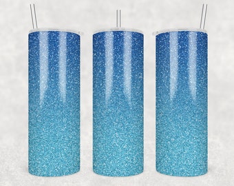 20oz Skinny Tumbler Blue Ombre glitter png, Sublimation Tumbler Blue Glitter png, Blue Glitter Tumbler png, 20ox Tumbler Ombre Tumbler png