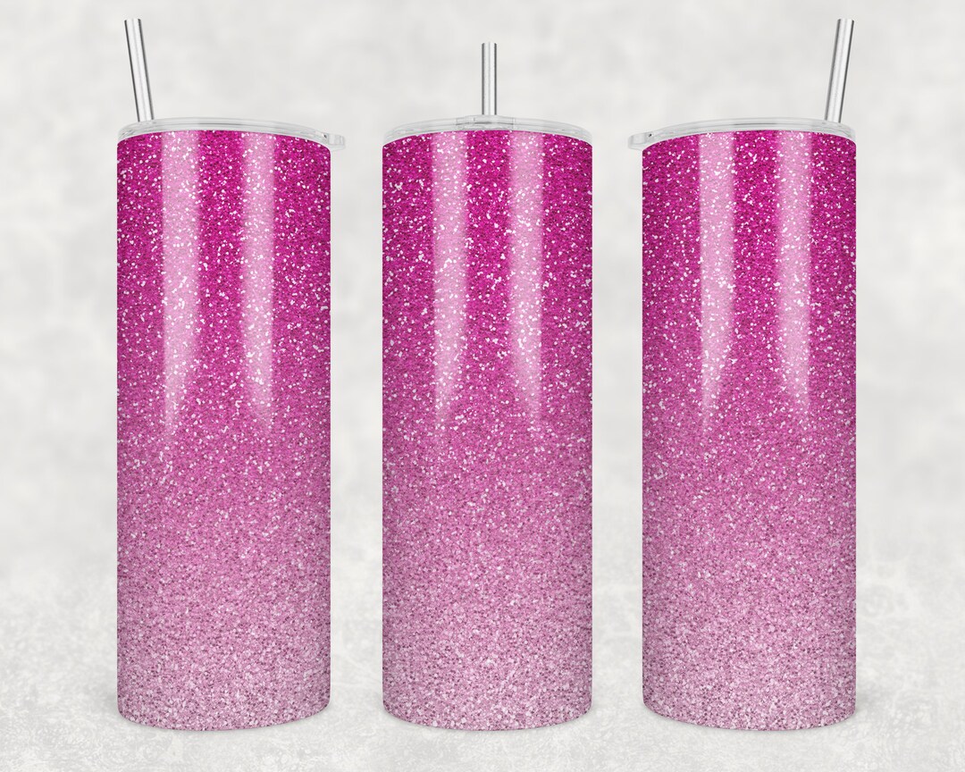 20oz Skinny Tumbler Pink Ombre Glitter Png, Sublimation Tumbler Pink