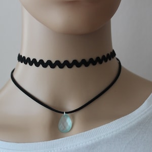 Teardrop choker necklace| Double cord choker necklace | Black Cord Choker | Silver plated Choker | Friendship choker | Gift Jewellery
