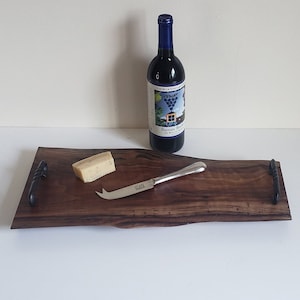 Live edge Black Walnut Charcuterie board serving tray cheese board handcrafted with handles