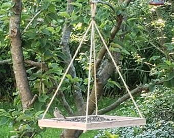Hanging Cedar Bird Feeder: Large Platform Seed Tray