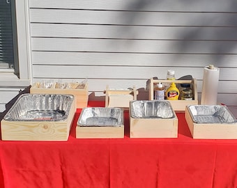 Solid Pine Foil Pan Holder: Buffet Server for Catering & Tailgates
