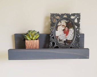 Stained Pine Floating Ledge Shelf: Wall Decor