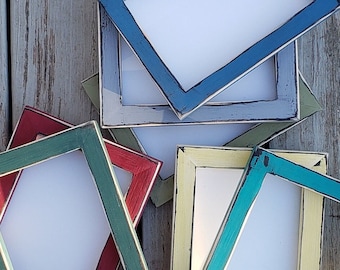 Wood picture frames custom sizes many weathered color options available -  great for gifts -  Plexiglass included