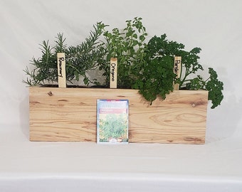 Herb garden kit cedar wood planter box Mothers day gift all in one indoor or outdoor all season