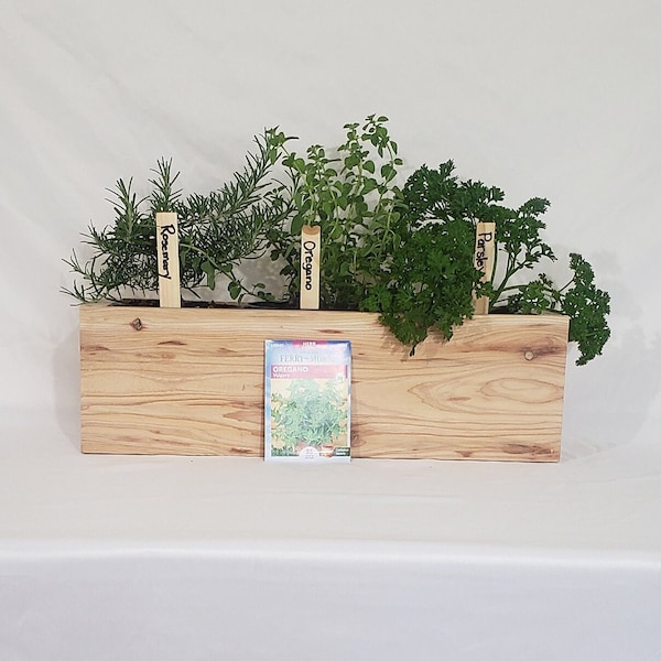 Herb garden kit cedar wood planter box Mothers day gift all in one indoor or outdoor all season