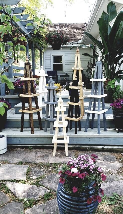 Obélisque En Bois Clair Idéal Pour Plante Grimpante Woodland - 190 Cm