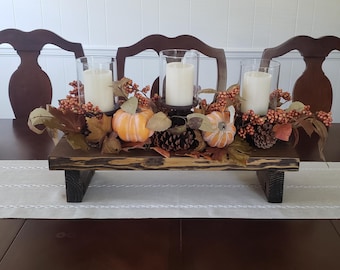 Wooden Plant Stand Riser: Rustic Pine Pedestal Display Many color and sizes available.