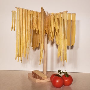 Solid Wood Pasta Drying Rack: Adjustable & Removable Rods