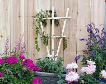 Wooden Garden trellis 24" with optional ground stake and color choices Free Shippping