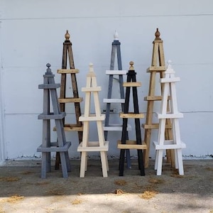 Garden Obelisk trellis wooden 40&quot; climbing plant stand heavy duty wood You choose your obelisk color combination or leave solid.
