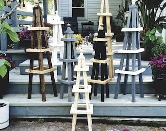 Garden Obelisk trellis wooden 50" climbing plant stand heavy duty wood You choose your obelisk color combination or leave solid