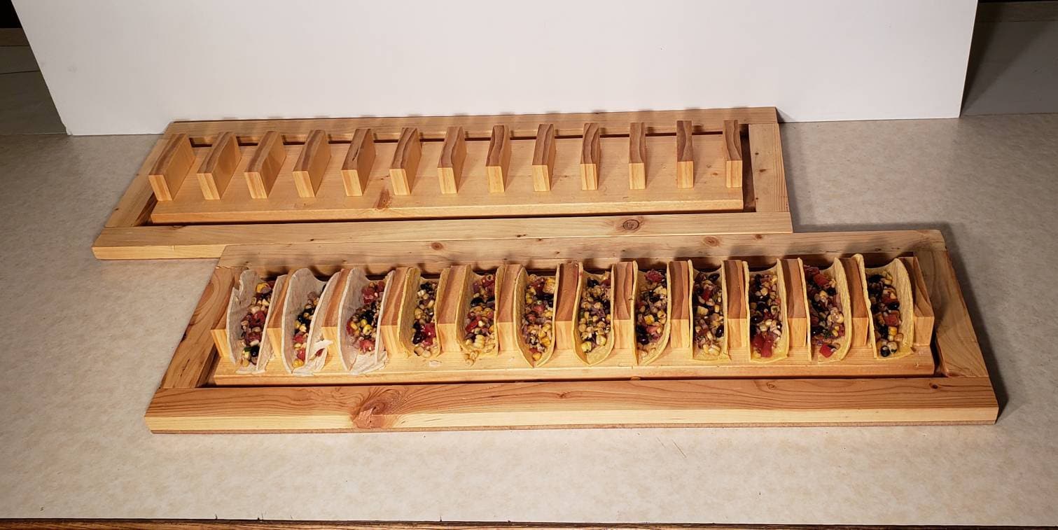 Taco Serving Tray Wooden Taco Holder Tray Stand Taco Etsy
