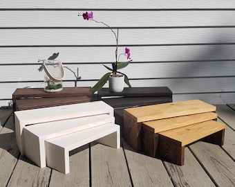 Wood Nesting Display Risers: Plant Stand, Spice Rack Organizer Many sizes and color options available.