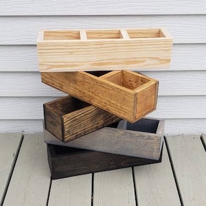 Wood planter box handmade  Divided succulent box pine boxes