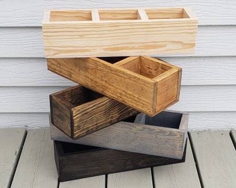 Wood planter box handmade  Divided succulent box pine boxes