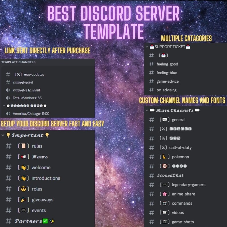 Customized Community Discord Server Template instant Digital Download