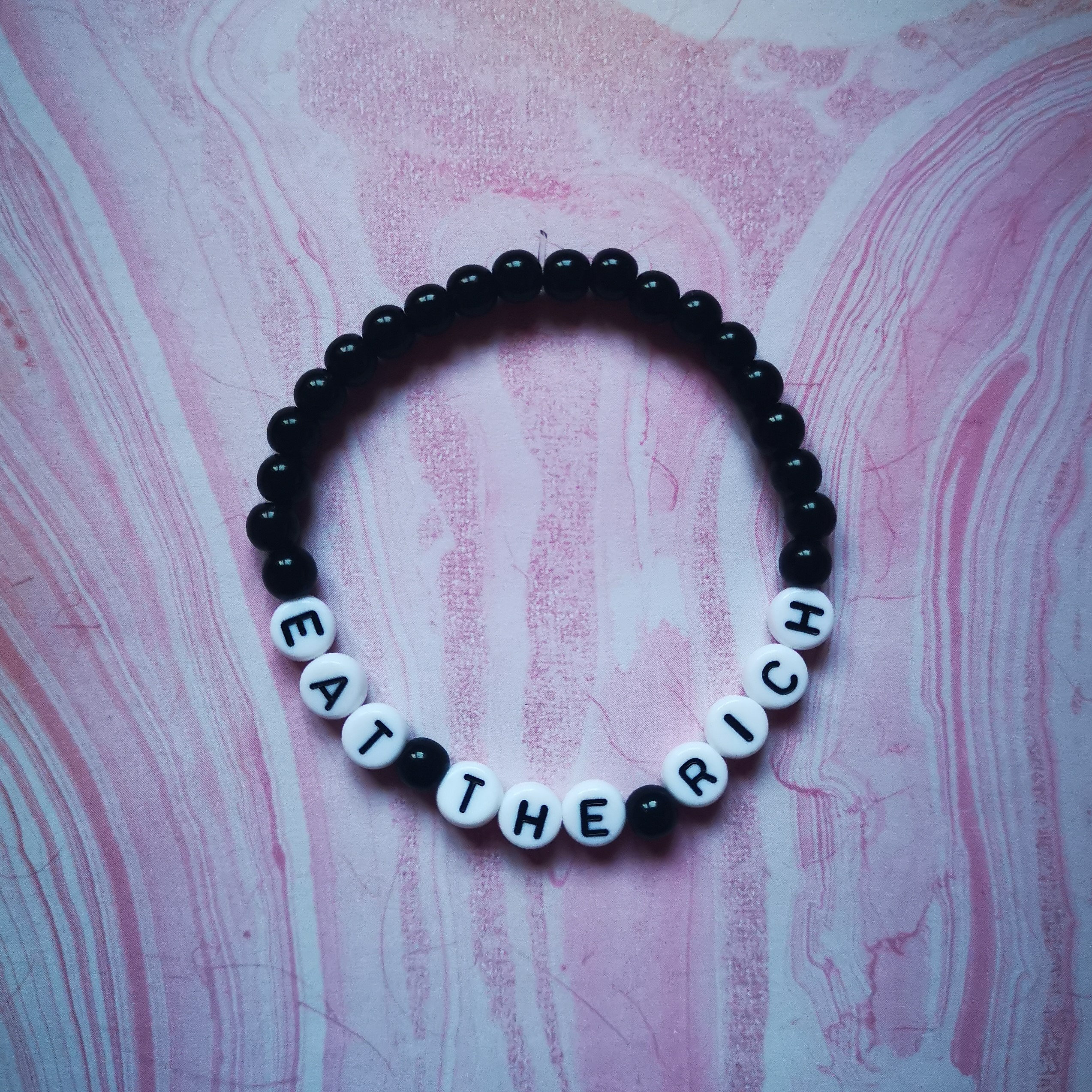 EAT THE RICH - Personalised Beaded Bracelet