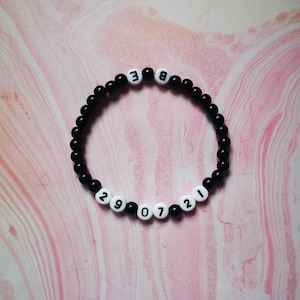 Personalised Anniversary Date with Initials Beaded Bracelet - Couple or Friendship Gift