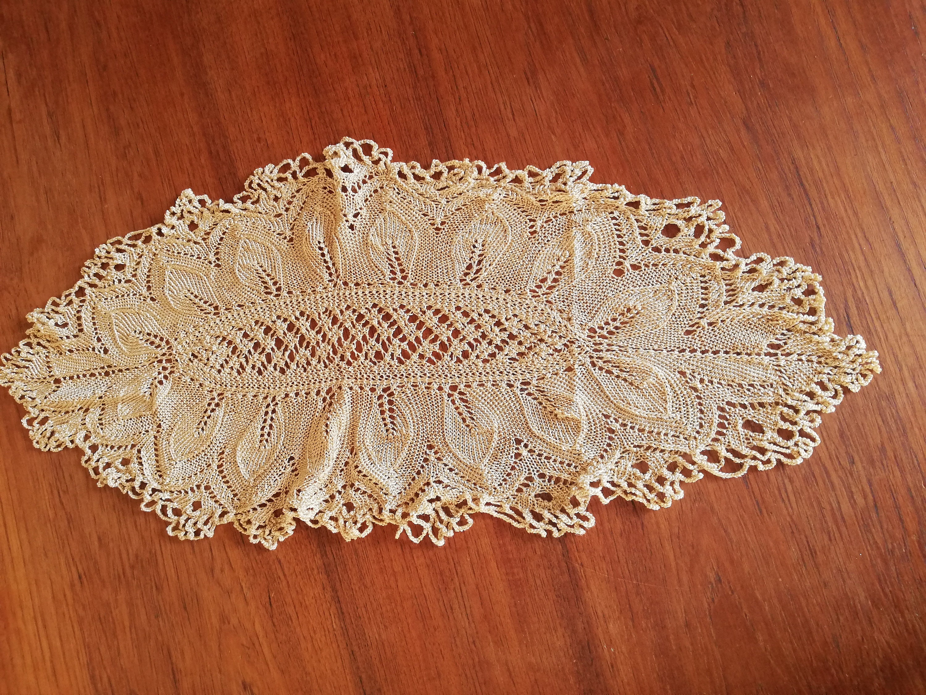 Napperon Crochet Fait-Main Vintage Forme Ovale Noël