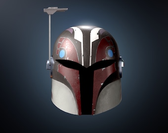 May include: A red, white, and black helmet with blue accents and a small antenna on top. The helmet has a weathered, worn look.