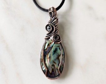 Abalone Wire Wrapped Necklace, made in Maui
